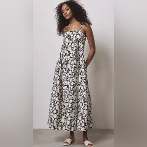 Mint Velvet Cream & Black Floral midi dress. In size XL  EUC